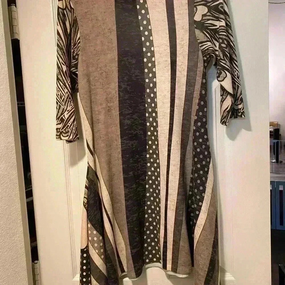 Amma Womens Black Cream Zebra Floral Print Midi High Low Comfortable Dress M - Picture 2 of 12